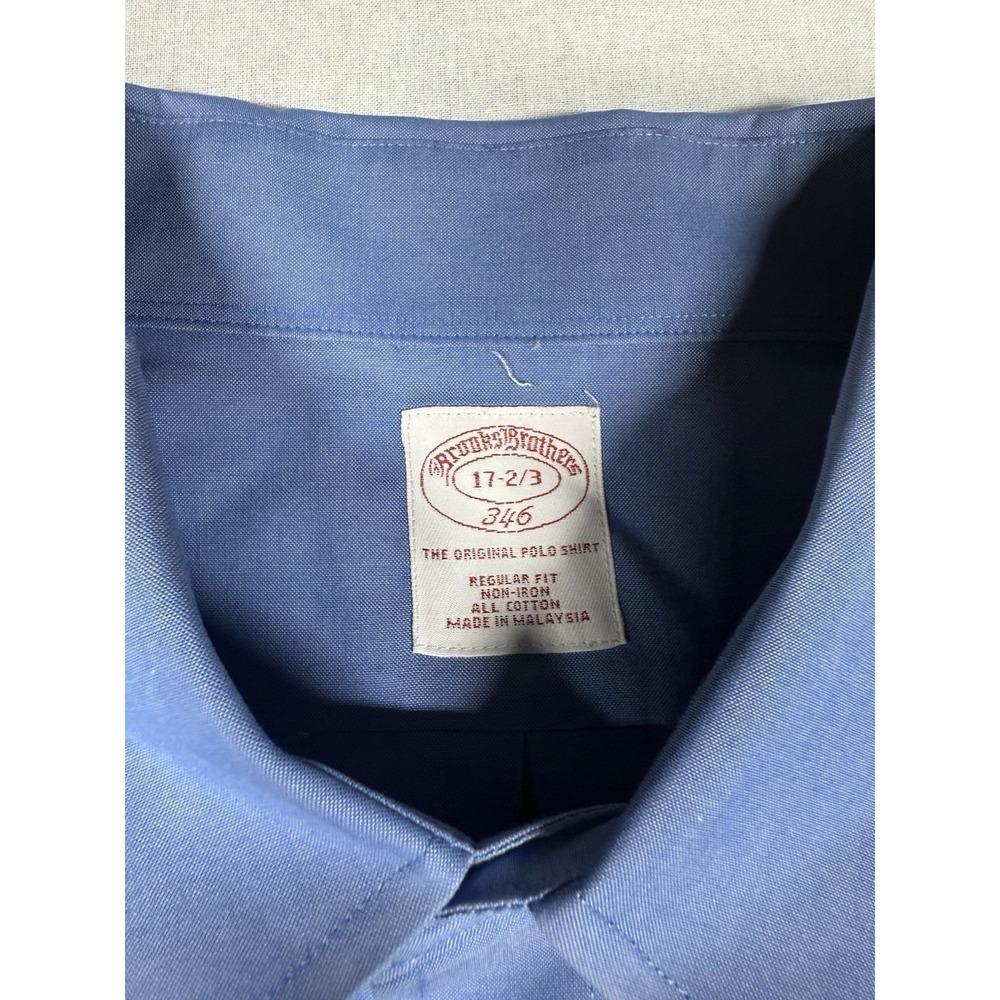 Brooks Brothers 346 Original‎ Polo Shirt Men 17 2/3 L Blue Long Sleeve Preppy - Picture 8 of 12